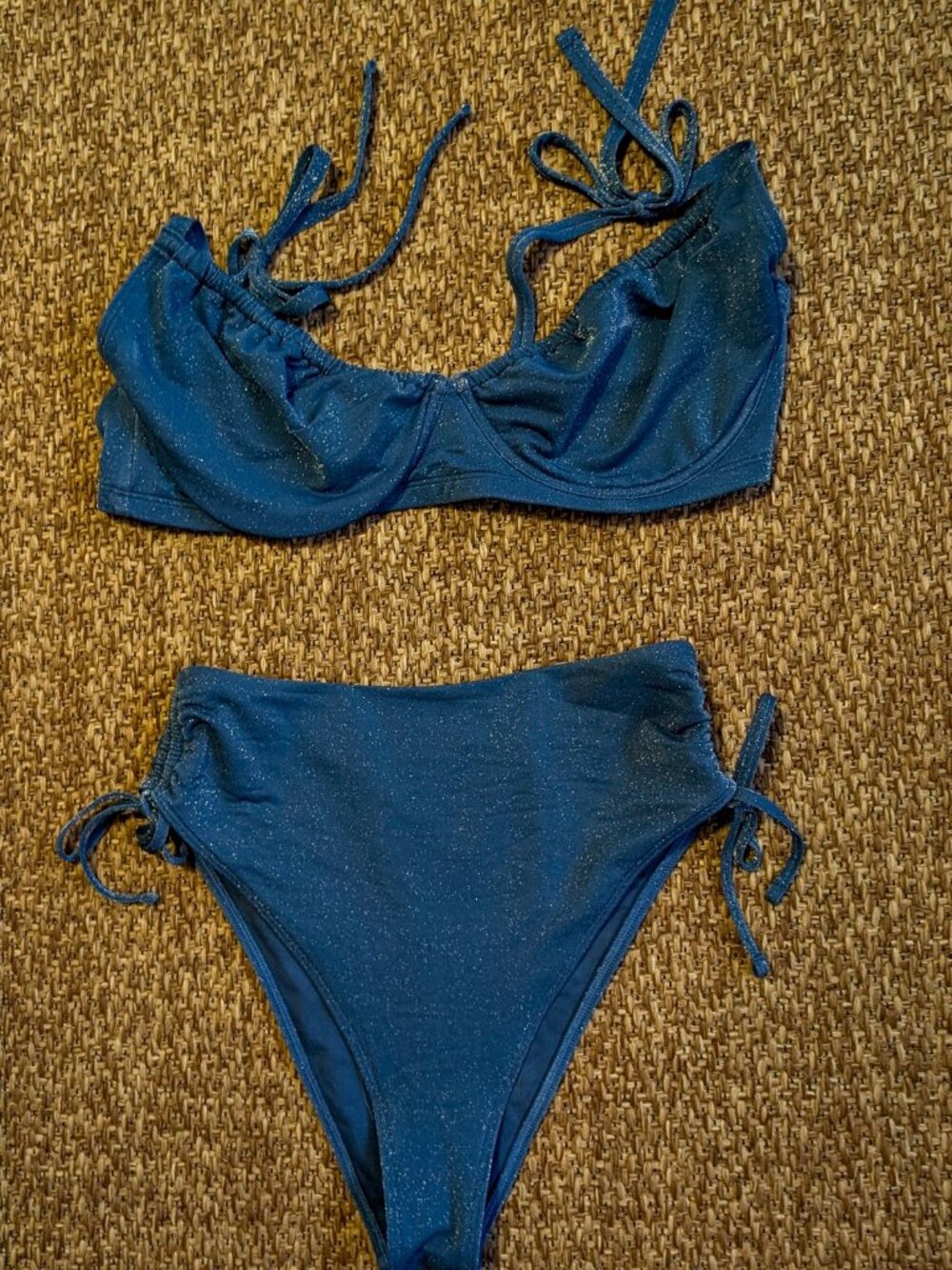 Abercrombie & Fitch Blue Shimmer Bikini Set Top L Bottom M